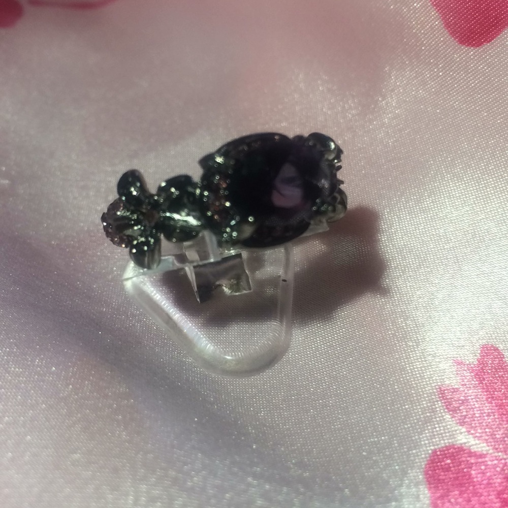 SOLD! Amethyst Oval W/ 10KT Black Gold Filled Ring - Picture 3 of 3